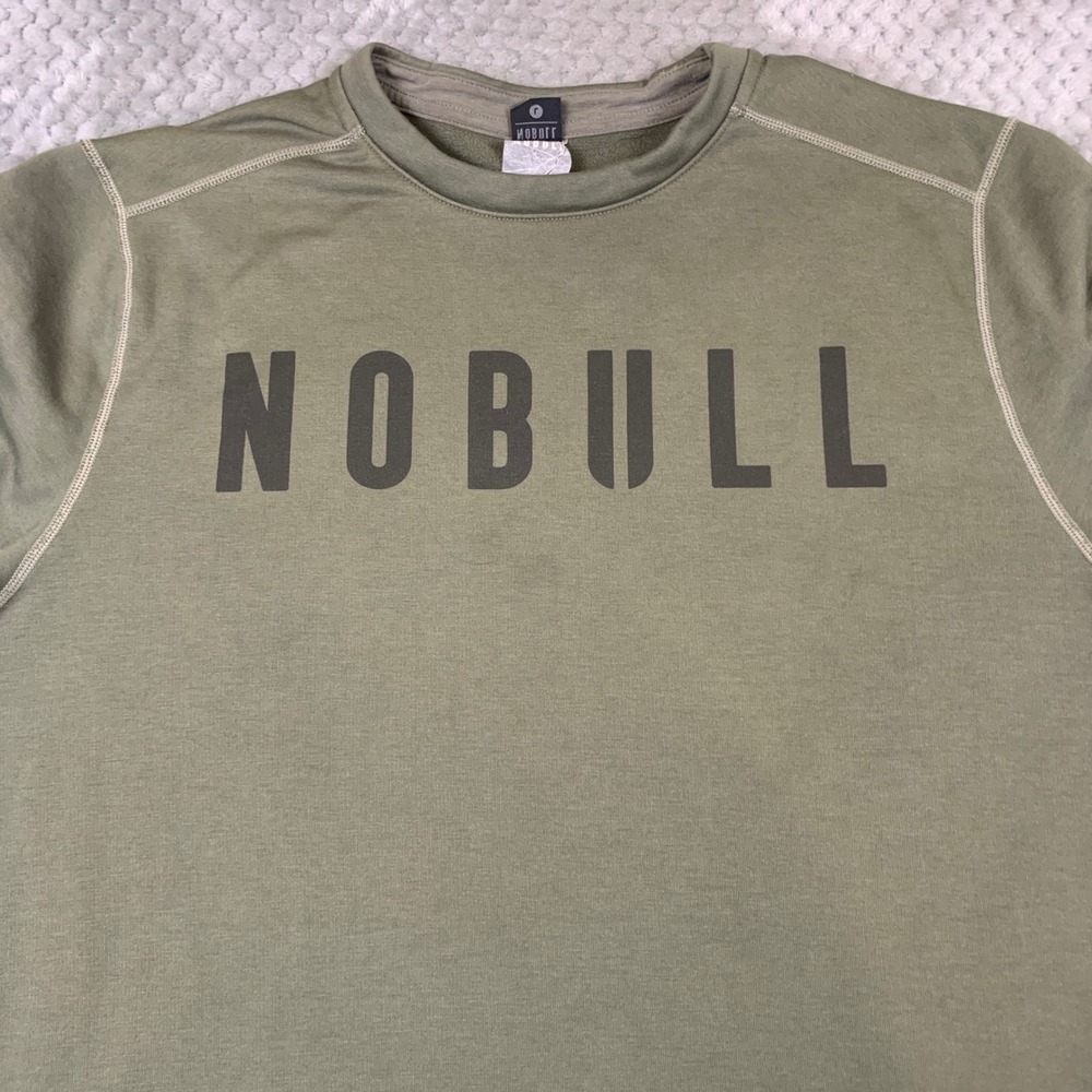 NOBULL Training Sweatshirt Mens L Olive Green Logo Long Sleeve Pullover - Picture 2 of 8